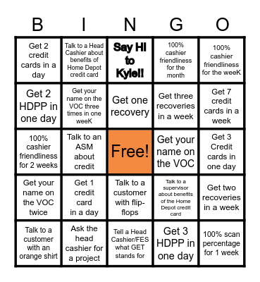 Home Depot Bingo Card
