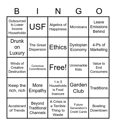 MAN4063 Shifts in Stakeholder Value Bingo Card