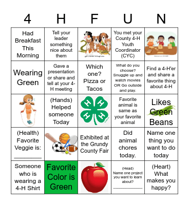 Palermo Clovers Bingo Card