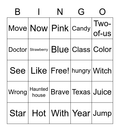 ASLHS Bingo Card