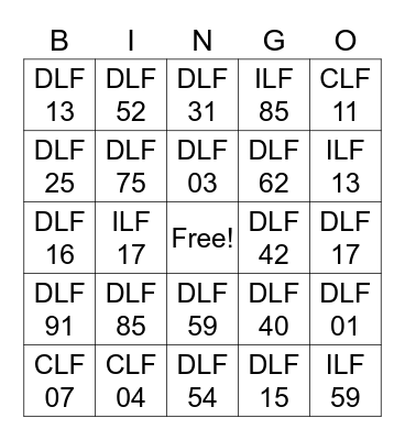 Line Flag Bingo Card