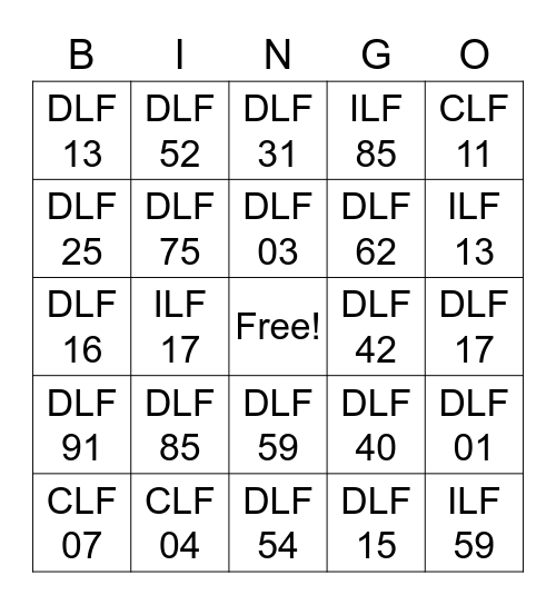 Line Flag Bingo Card