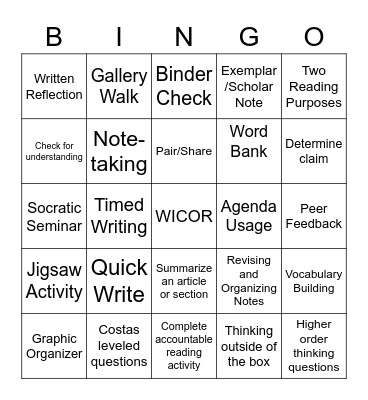 WICOR Bingo Card