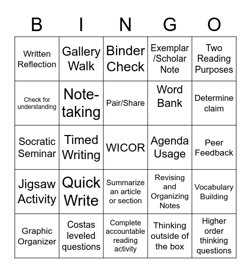 WICOR Bingo Card