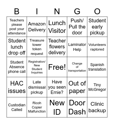Exley Bingo Card