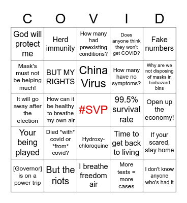 Covidiot BINGO Card
