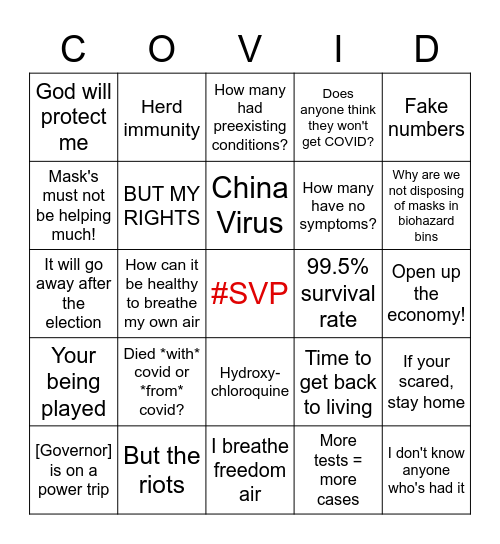 Covidiot BINGO Card