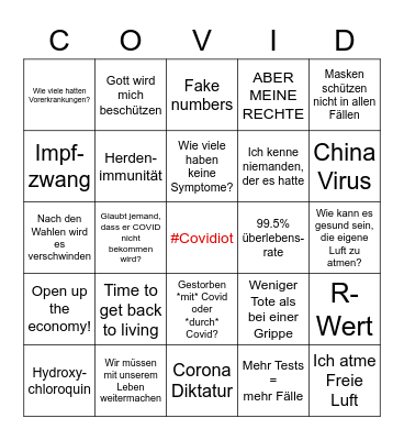 Covidiot BINGO Card