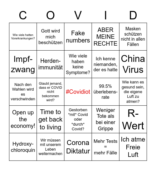 Covidiot BINGO Card