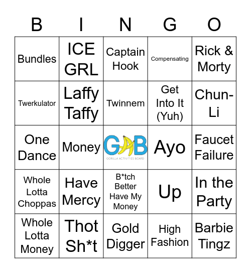 HIP HOP Bingo Card