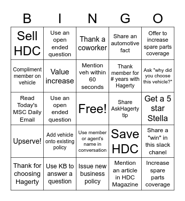Hagerty Bingo Card