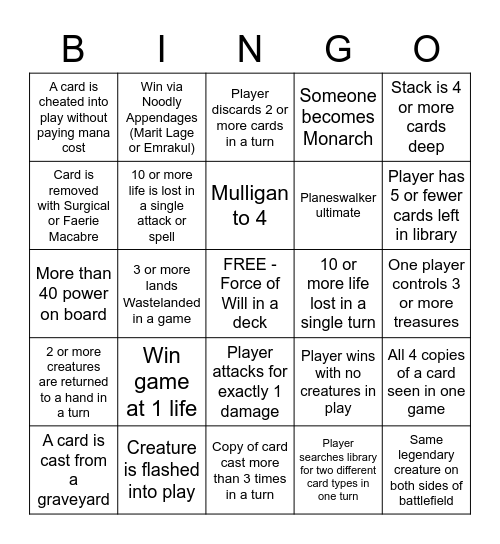 MTGPL Invitational - 11/6 Bingo Card