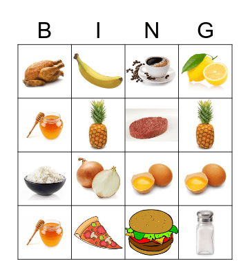 FOOD Bingo Card