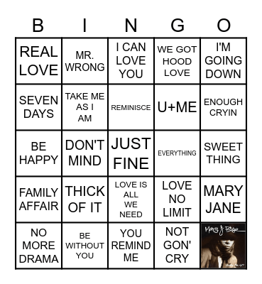 ALL ABOUT MARY J BLIGE Bingo Card