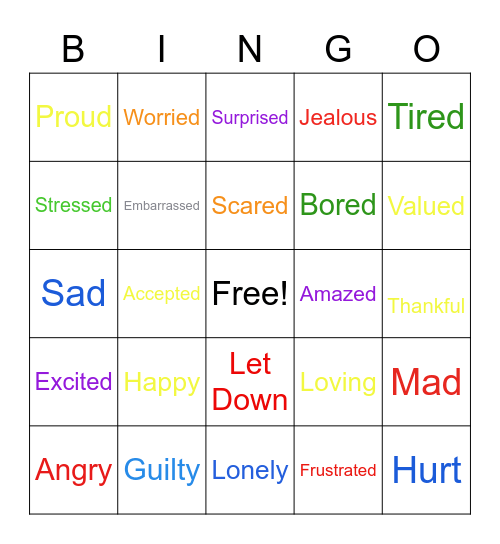 Feelings Bingo Card