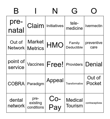 Healthcare Talk Bingo Card