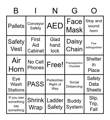 Safety Committee Bingo Card