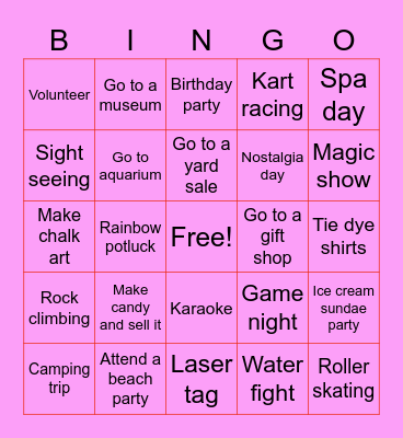 Best Buds Summer Bingo Card