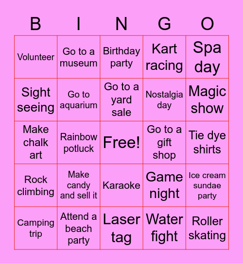 Best Buds Summer Bingo Card