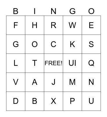 ASL ALPHABET BINGO Card