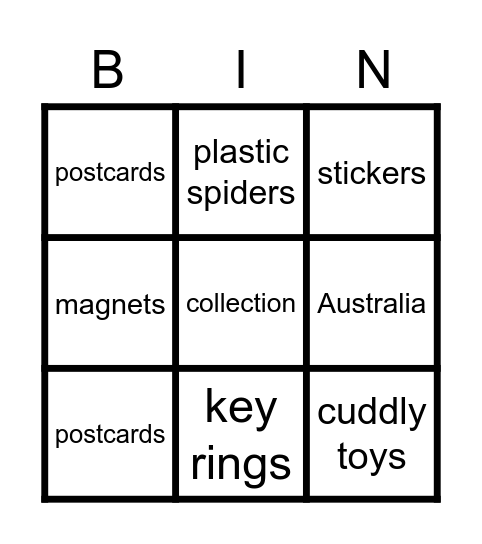 Collection Bingo Card