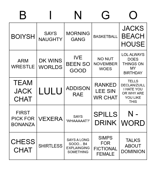 KMAC Bingo Card