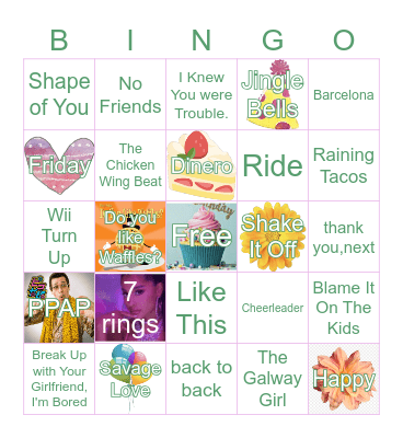 Pop Music Bingo! Bingo Card