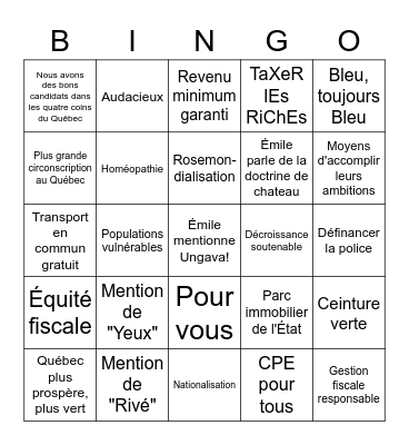 Débat des Chefs - Émile Bingo Card