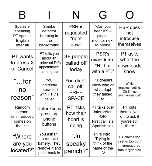 Tech Support 4 Bingo Card