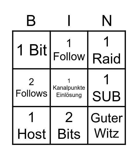 Bingo = 12h Stream Bingo Card