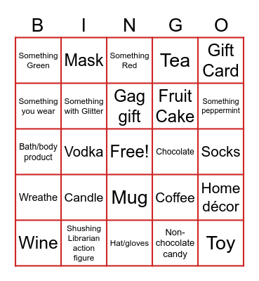 Yankee Gift Exchange Bingo Card