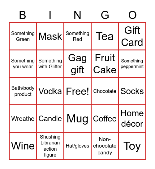 Yankee Gift Exchange Bingo Card