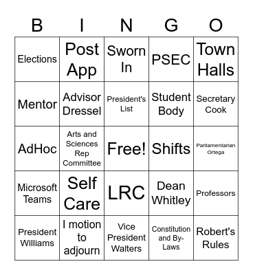 OSGA Senate BINGO Card