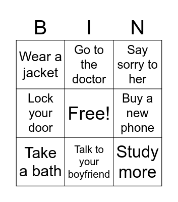 Suggestions Bingo Card