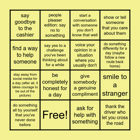 The (Un)comfortable Bingo Card