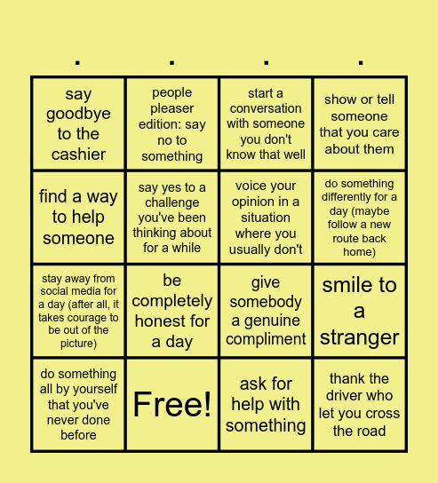The (Un)comfortable Bingo Card