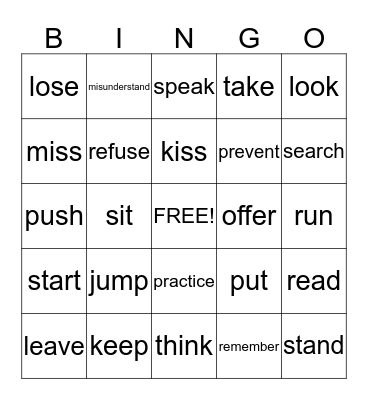 Vocabulary Bingo Card