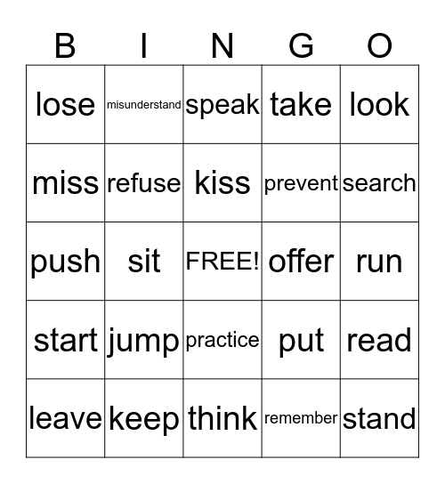 Vocabulary Bingo Card