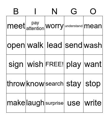 Vocabulary Bingo Card