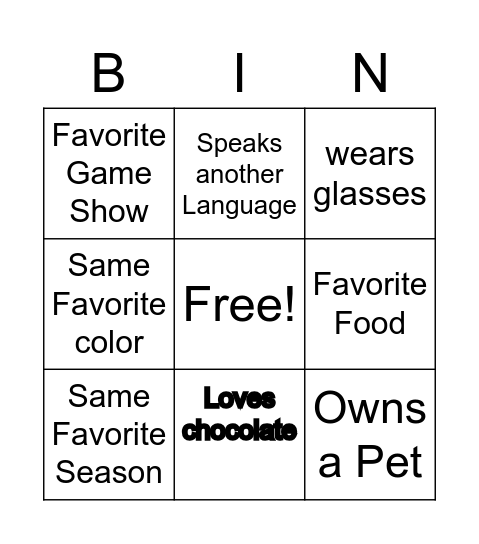 Untitled Bingo Card