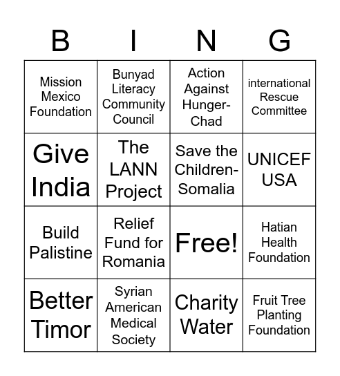 Battle Around the World Bingo Card