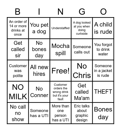 NOOOO Bingo Card