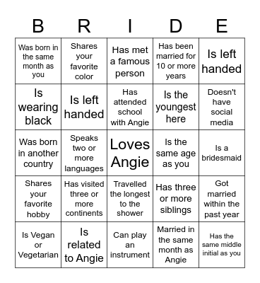 Find the Guest Who... Bingo Card