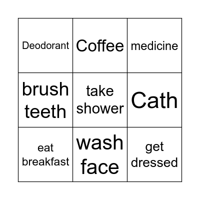 8:30-9:30 morning routine Bingo Card