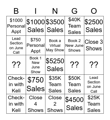 May Madness Bingo Card
