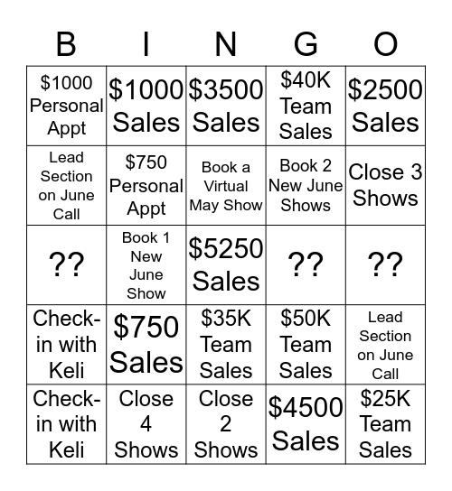 May Madness Bingo Card