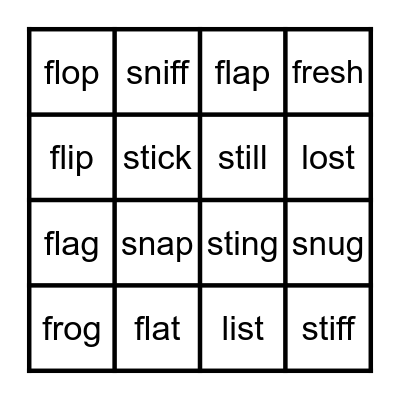 Consonant Blends/Clusters #1 Bingo Card