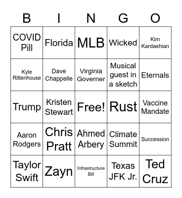 11/6/2021 SNL Bingo Card