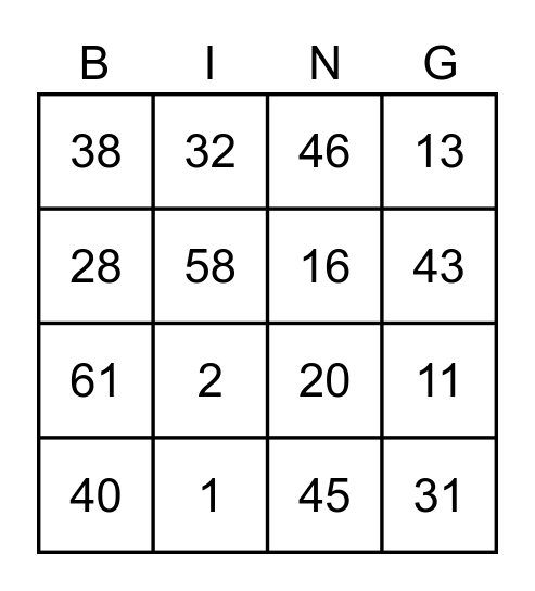 Ramzi's Bingo #4 Bingo Card