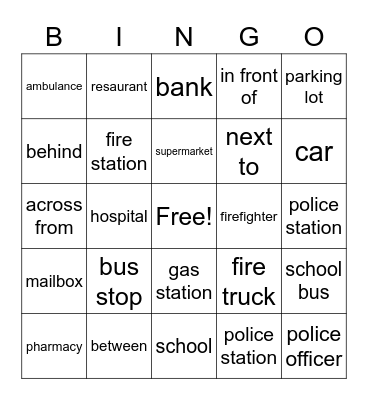 Neighborhood Bingo Card